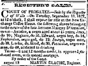 1827 Louisiana Advertiser: Court of Probate sale of slaves