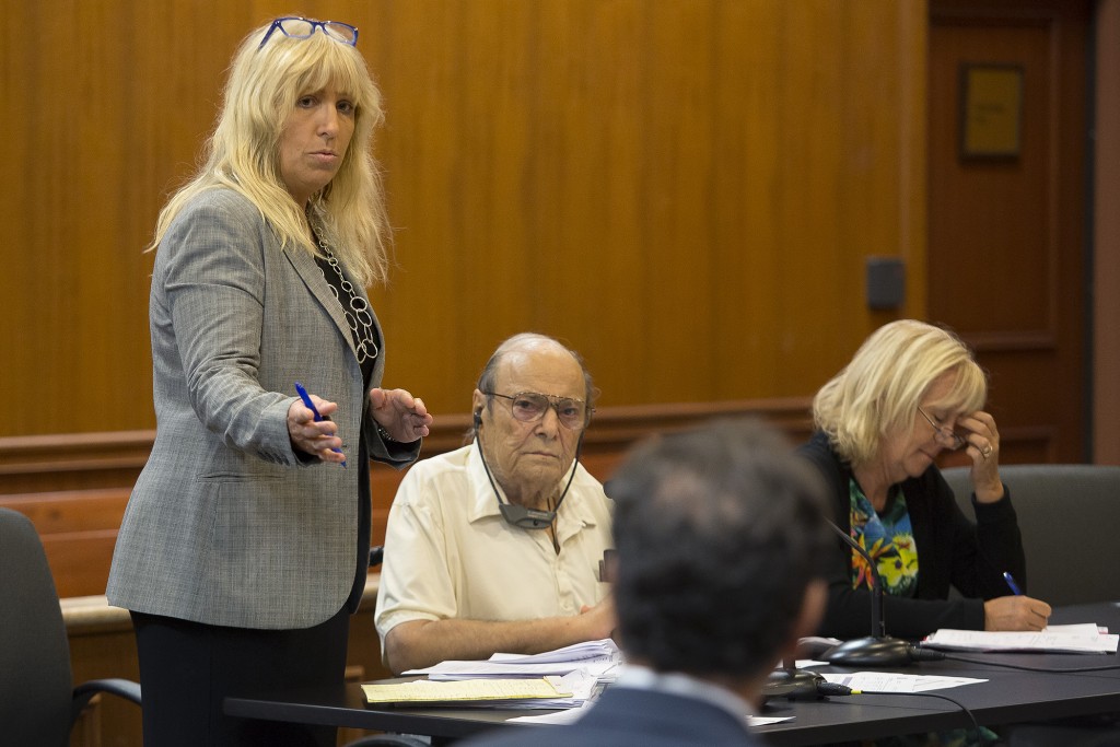 Attorney Sheri Hazeltine, left, during a hearing regarding attorney fees. Elizabeth Savitt, seated right, is the wife of Judge Martin Colin and also a professional guardian. (Madeline Gray / The Palm Beach Post)